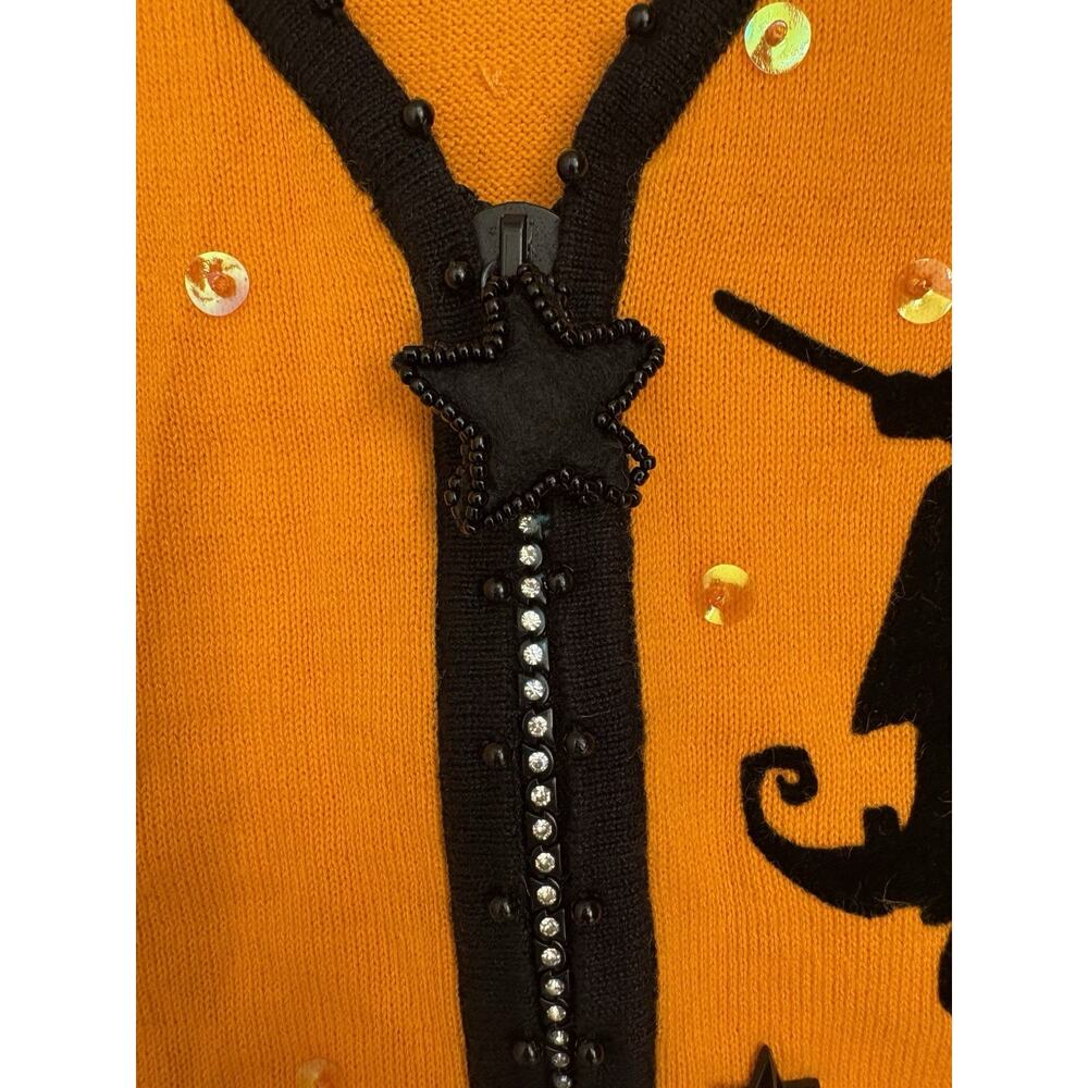 Vintage Berek Takako Sakon Halloween Beaded Zip Up Cardigan Women’s Medium - Picture 4 of 9